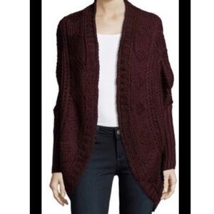 SAKS FIFTH AVENUE OPEN FRONT CABLE KNIT CARDIGAN